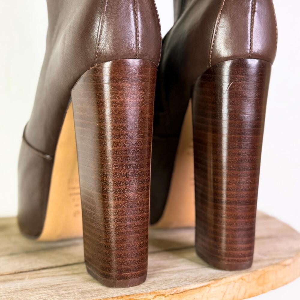 Schutz Aberdeen 70s Y2K Chocolate Brown Block High Heels Platform Boots 6.5 NWT - Picture 9 of 12